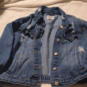 Love Tree Distressed Blue Jean Jacket